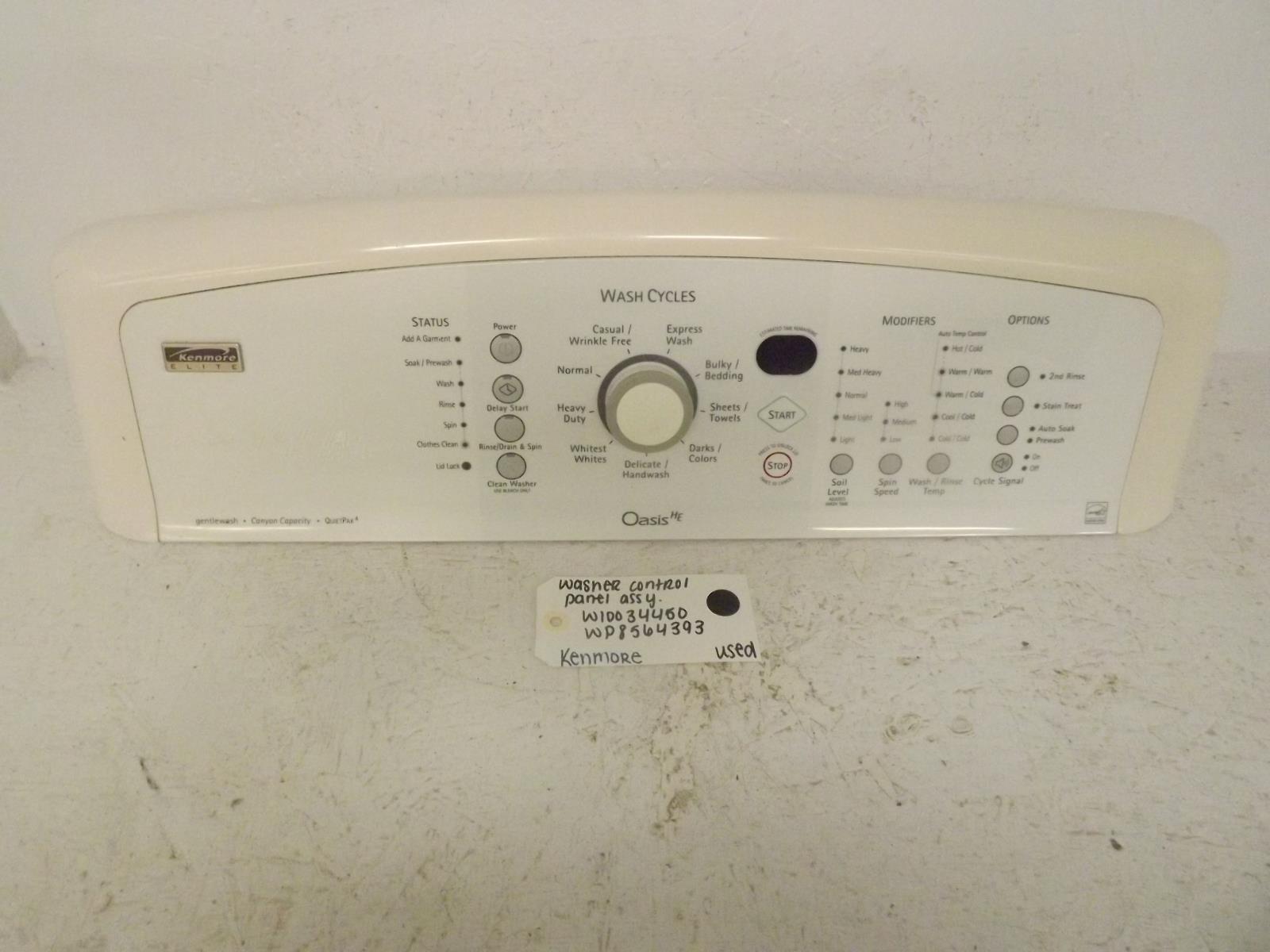 Kenmore Washer W10024450 WP8564393 Control Panel Assembly Used Kenmore Washer W10024450 WP8564393 Control Panel Assembly Used